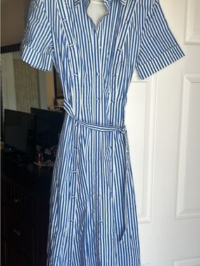 NICHOLAS Blue and White Striped Maxi Dress
